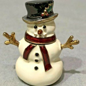 Collectible Jones NY Snowman Treasure Box NIB